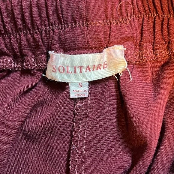 Solitaire Anthopologie Burgundy High Rise Drawstring Pants Size Small - Picture 6 of 10